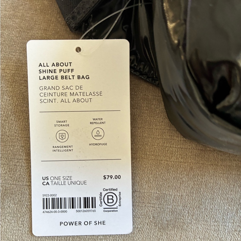 Athleta Bag NWT All About Shine Puff Large Belt Bag 🖤✔️ - Picture 10 of 12